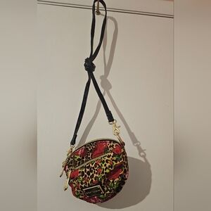 Betsey Johnson round rose with animal print crossbody bag